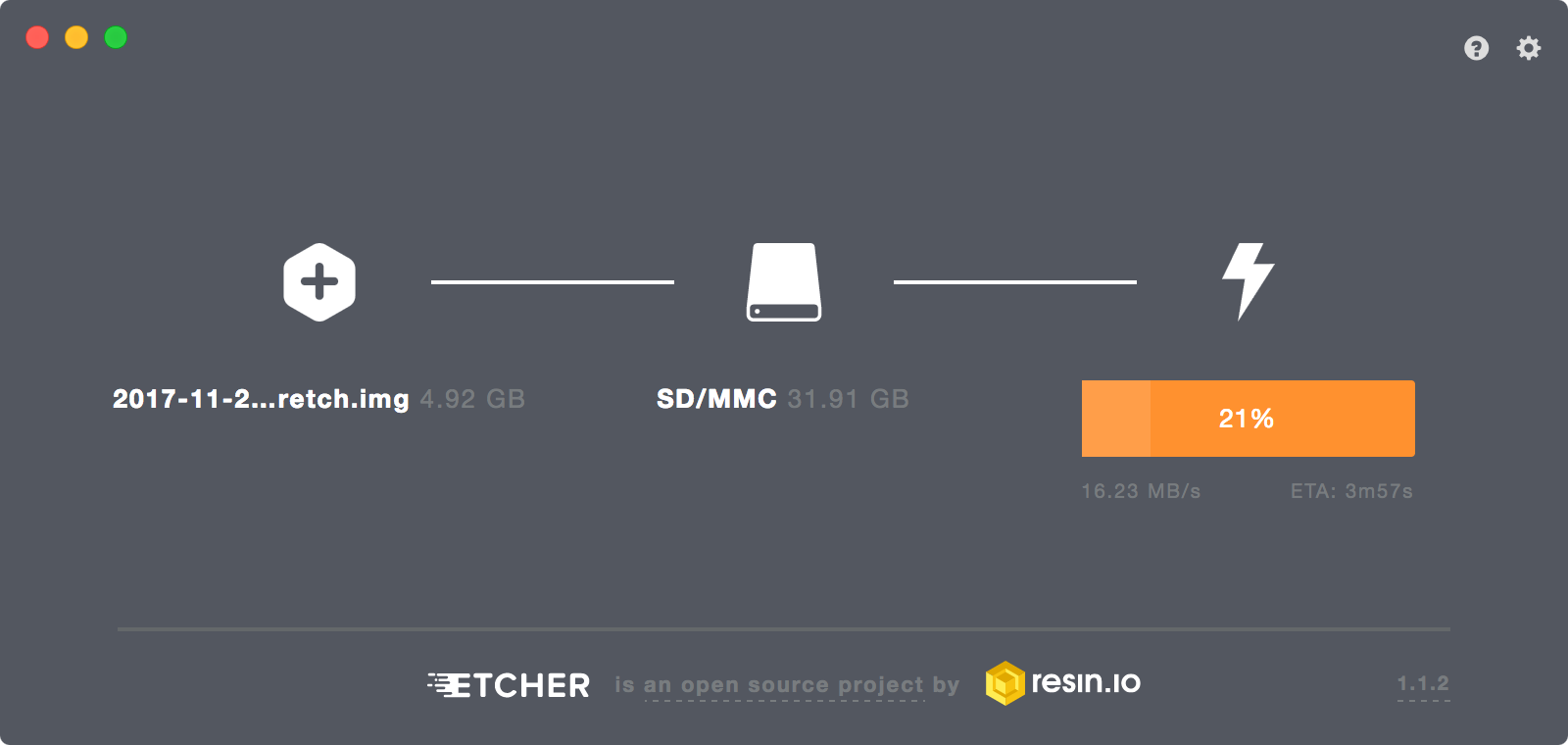 imaging the SD card with Etcher
